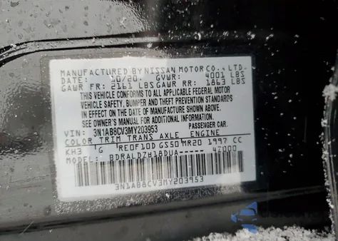 2021 Nissan Sentra Sv z USA, uszkodzony, nr VIN 3N1AB8CV3MY203953